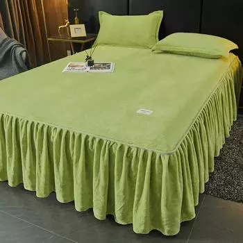 Однотонная юбка-кровать, бархатное покрывало на зимнюю кровать, приятные для кожи защитные наматрасники, домашнее покрывало roupa de cama (Нет наволочки) 120x200cm 1pc