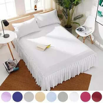 Однотонная юбка-кровать. Удобное мягкое и дышащее домашнее гостиничное покрывало на кровать. Эластичное покрывало с рюшами. Юбка-кровать. Постельное белье для односпальной кровати размера «queen-size» и размера «king-size». 90*200+40cm вино красного