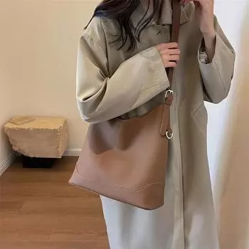 Однотонная усовершенствованная многофункциональная сумка на плечо, простая сумка для матери и ребенка, мягкая сумка-ведро для воды чёрный