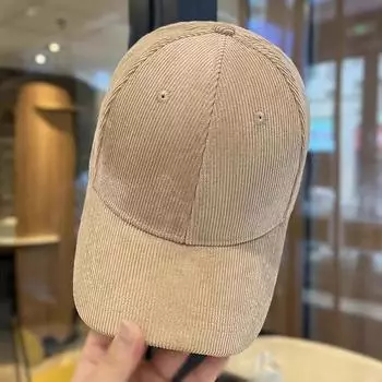 Однотонная вельветовая бейсболка женская осенне-зимняя теплая модная мягкая бейсболка с широкими полями