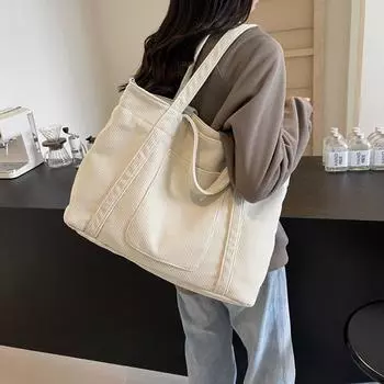 Однотонная вельветовая сумка женская большая вместительная сумка через плечо сумка для путешественников хаки