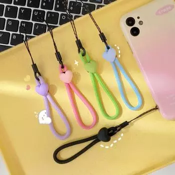 Однотонная веревка для подвешивания сотового телефона в форме сердца, прочная цепочка для подвешивания мобильного телефона, USB-ключ для камеры, украшение для подвешивания без потери розовый