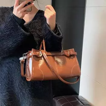 Однотонная вместительная сумка через плечо из полиуретана, новая осенне-зимняя женская сумка на молнии для поездок на работу, универсальный портфель