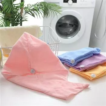 Однотонная впитывающая шапочка для сухих волос Впитывающее полотенце для сухих волос Утолщенное полотенце для сухих волос Сухая шапочка для душа Товары для дома #C02X9# розовый