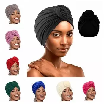 Однотонная вязаная крючком повязка на голову, шапка с узлом на голове, элегантная шапка с цветочным узлом, уличная шапка хаки