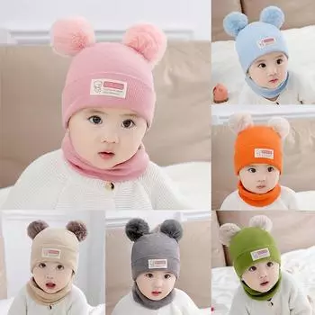 Однотонная вязаная шапочка Bebe для новорожденных, помпон, милая зимняя шапка для детей, мальчиков и девочек, теплая шапочка-бини WT