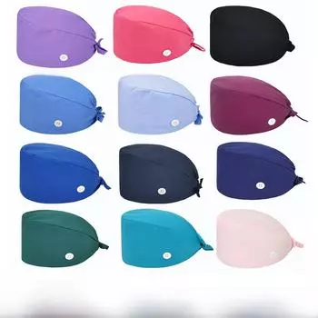 Однотонная вышитая хирургическая шапочка — в стилях «медсестра», «тыква», «хирург» и «баотоу» с индивидуальным логотипом. One size (no buckle) темно-синий