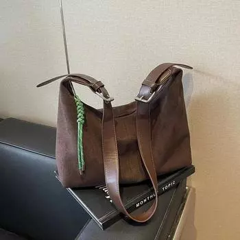 Однотонная замшевая сумка через плечо, мягкая простая сумка, популярная сумка через плечо, высокое качество, большая вместимость, модная