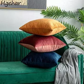 Однотонная зеленая красная подушка для дивана, бархатная подушка, нежная, удобная, для гостиной, автомобиля, украшение 45x45 см, для дома, простое, ежедневное, универсальное 45x45cm серый