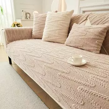 Однотонная жаккардовая подушка для дивана, зимний теплый плюшевый коврик для дивана, нескользящий Г-образный защитный коврик для дивана для гостиной, домашнего декора 70x70 A