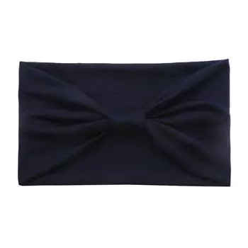 Однотонная женская эластичная супер широкая повязка на голову с узлом, спортивная, для йоги, для мытья лица, впитывающая пот повязка на голову темно-синий