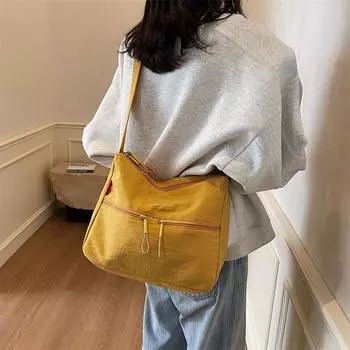 Однотонная женская переносная сумка через плечо, простая женская нейлоновая ткань, мягкая сумка через плечо, дорожная сумочка, сумка-мессенджер бежевый