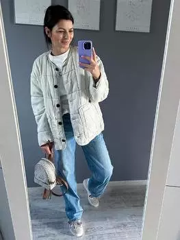 Однотонная женская стеганая куртка с круглым вырезом, однобортная, с длинным рукавом и карманом, свободная, осенне-зимняя, женская куртка XS оранжевый