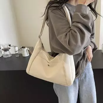 Однотонная женская сумка через плечо, большая вместительная сумка через плечо