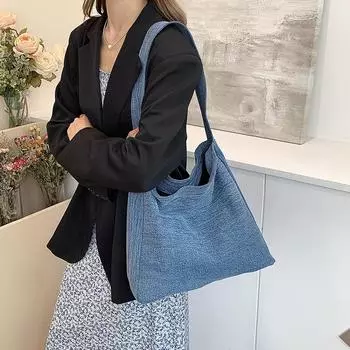 Однотонная женская сумка через плечо, большая вместимость, сумка-ведро для работы и поездок на работу (30cm<Max Length<50cm)