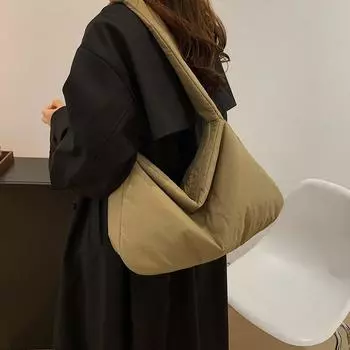 Однотонная женская сумка через плечо, большая вместимость, сумка через плечо чёрный