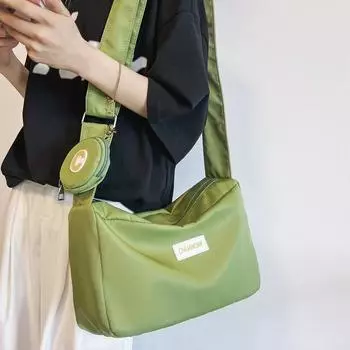 Однотонная женская сумка через плечо, большая вместительная сумка-тоут с кошельком для монет зелёный