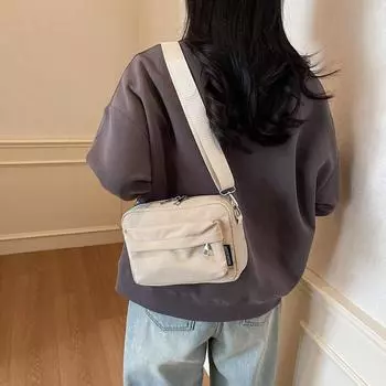 Однотонная женская сумка через плечо для поездок на работу и отдыха на открытом воздухе чёрный