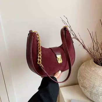 Однотонная женская сумка через плечо из искусственной кожи на молнии, универсальная винтажная красная маятниковая женская сумка через плечо