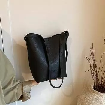 Однотонная женская сумка через плечо из искусственной кожи с застежкой-молнией, высококачественная сумка-тоут, многофункциональная сумка через плечо с нитками для шитья чёрный