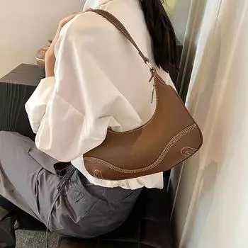 Однотонная женская сумка через плечо из искусственной кожи с отделкой в виде полумесяца, изысканная сумка через плечо