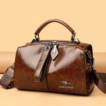 Однотонная женская сумка через плечо из вощеной кожи класса люкс, сумки через плечо