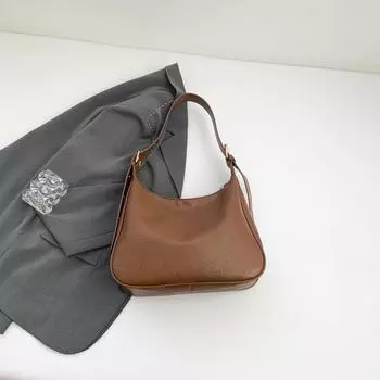 Однотонная женская сумка для поездок на работу, сумка через подмышку, большая вместительная сумка-тоут, модная сумка на плечо коричневый