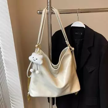 Однотонная женская сумка из искусственной кожи на молнии, простая, модная, через плечо, мягкая, вместительная, универсальная, модная, новая