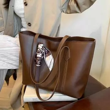 Однотонная женская сумка из искусственной кожи в стиле ретро, повседневная сумка через плечо, многофункциональная сумка для поездок на работу чёрный