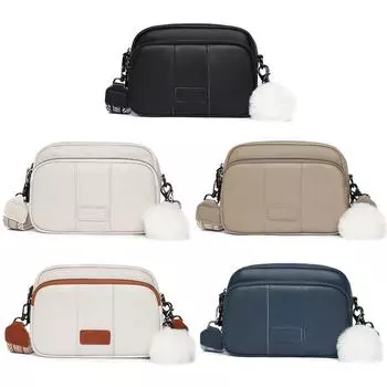 Однотонная женская сумка из натуральной кожи, кошелек с комочком волос, универсальная сумка-саквояж с широким ремешком, женские сумки большой емкости для мобильных телефонов хаки