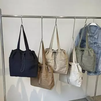 Однотонная женская сумка на липучке, простая повседневная сумка-тоут, мягкая многофункциональная сумка для поездок на работу чёрный