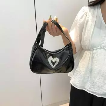 Однотонная женская сумка на одно плечо, модная сумка на подмышку, высококачественная маленькая сумка для поездок на работу (20cm<Max Length<30cm)