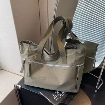 Однотонная женская сумка-тоут, большая вместимость, сумка через плечо чёрный