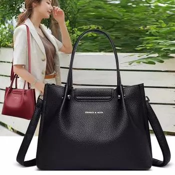 Однотонная женская сумка в стиле ретро, модная плиссированная сумка на плечо с пуговицами, повседневная простая женская сумка через плечо большой емкости