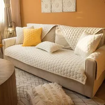 Однотонная зимняя плюшевая противоскользящая подушка для дивана, простая тканевая подушка, чехол для домашнего дивана в гостиной, полотенце 70*70cm