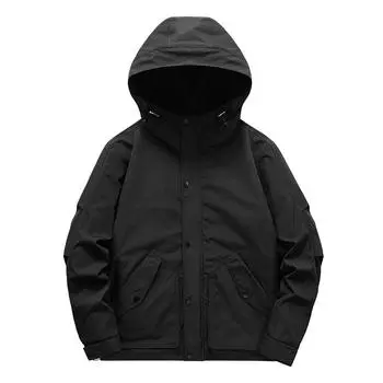 Однотонная зимняя повседневная молодежная куртка с капюшоном и воротником-стойкой, мужская новая бархатная куртка M