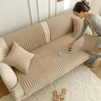 Однотонное нежное бархатное полотенце для дивана, минимализм, противоскользящее пылезащитное, удобное сиденье, украшение для дома, гостиной, чехол для дивана 70x70cm 1pcs