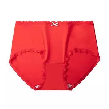 Однотонное нижнее белье, женское нижнее белье, нижнее белье высокой эстетической ценности, красное нижнее белье, праздничное нижнее белье из чистого хлопка, антибактериальное нижнее белье M красный