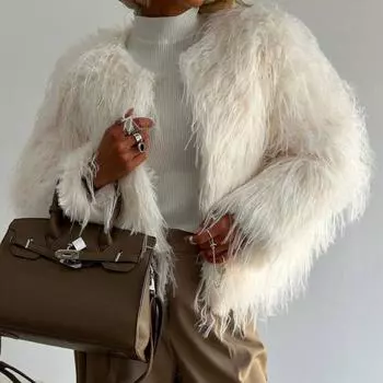 Однотонное плюшевое пальто в стиле темперамент для женщин, которое можно носить в начале осени с высококачественным верхним кардиганом S