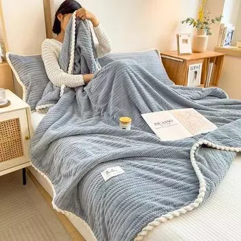 Однотонное полосатое одеяло, декоративное одеяло для дома, гостиной, дивана, спальни, многофункциональное, утолщенное, теплое, плед, многофункциональное, для путешествий 120x200