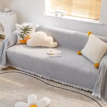 Однотонное полотенце для дивана из шенилла для гостиной, нескользящее покрытие для дивана, чехлы для дивана, угловой диван в форме буквы L, коврик для сиденья, современный дом 110x160cm 1pcs бежевый