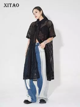 Однотонное сетчатое платье XITAO Perspective LYD1765 One Size чёрный