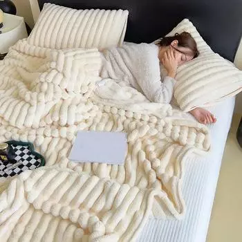 Однотонное толстое одеяло Осень Зима теплое одеяло Спальня Мягкое одеяло Досуг Одеяло Рождественские подарки 120x200cm синий