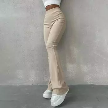 Однотонные эластичные брюки с тиснением и высокой талией, повседневные универсальные женские брюки XS чёрный