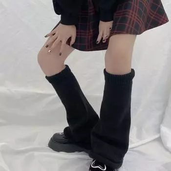 Однотонные аксессуары для костюмов, длинные вязаные носки, широкие гетры, защитные носки для ног, женские ворсовые носки абрикосовый