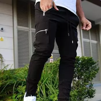 Однотонные брюки-карго классического дизайна с несколькими карманами с клапанами XXXL чёрный