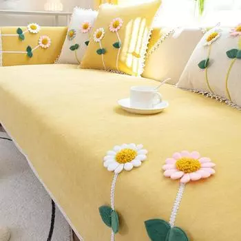 Однотонные чехлы для диванов с цветочной вышивкой, полотенце, белый кружевной чехол для дивана для гостиной, L-образный декор для дивана, декоративные секционные 30x50cm pillowcase