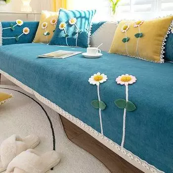 Однотонные чехлы для диванов с цветочной вышивкой, полотенце, белый кружевной чехол для дивана для гостиной, L-образный декор для дивана, декоративные секционные 70x70cm 1pcs