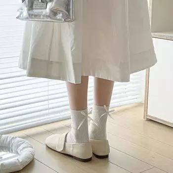 Однотонные черные белые длинные носки женские с жемчужным бантом JK Sweet Girls средние носки-трубы балетный стиль Лолита кавайные милые женские носки 34-39 yards