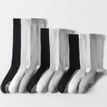 Однотонные черные белые серые длинные носки чулки женские силиконовые нескользящие носки для пилатеса и йоги профессиональные носки для занятий спортом в спортзале 25cm